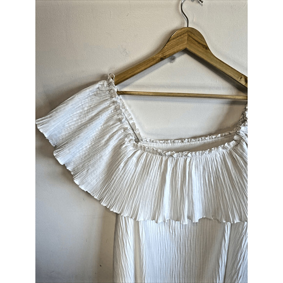 Zara Ruffled Pleated Sleeveless Short Voluminous Dress White Size M - Picture 8 of 15